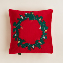 Świąteczna poduszka dekoracyjna Świąteczny Wieniec - Czerwona