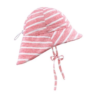 kapelusz z przedluzonym tylem lniany summer stripes koralowe