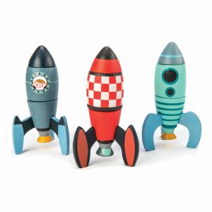 Drewniane rakiety kosmiczne, zabawka konstrukcyjna – Tender Leaf Toys