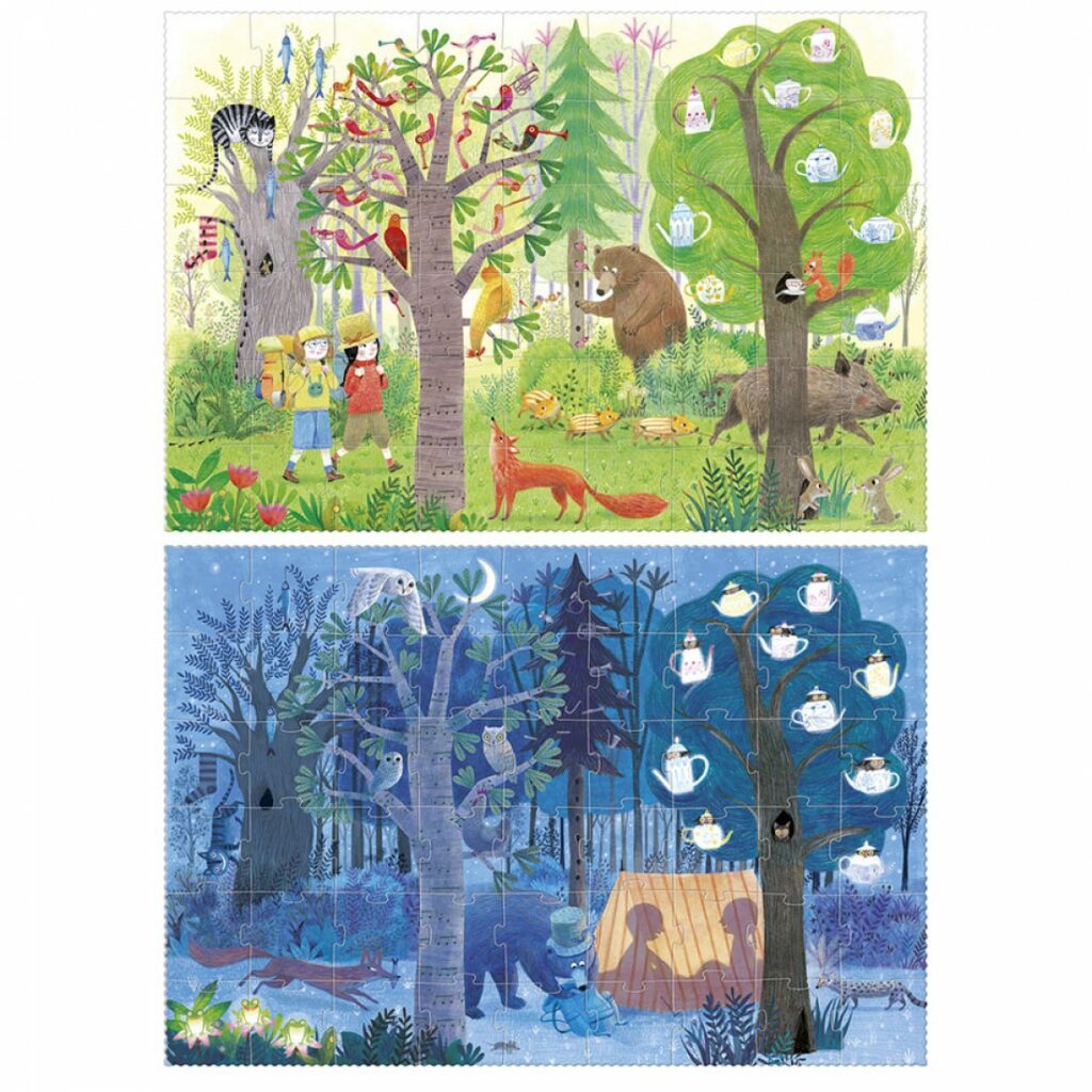 PZ367_2_Puzzle dla dzieci, Dzień i Noc – Night in the forest -Londji
