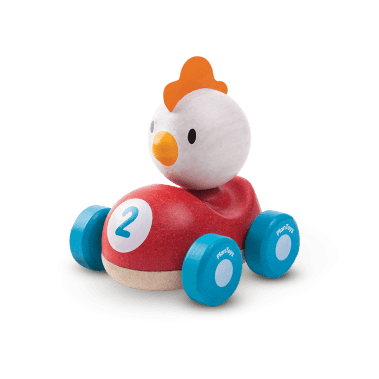 Wyścigówka w kształcie kurczaka od Plan Toys