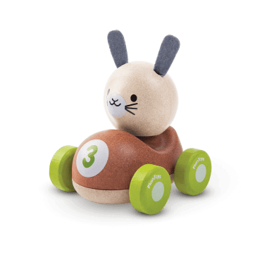 Wyścigówka w kształcie królika od Plan Toys