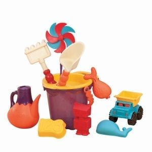 Zestaw akcesoriów plażowych w torbie – kolor pomarańczowy, B.Toys