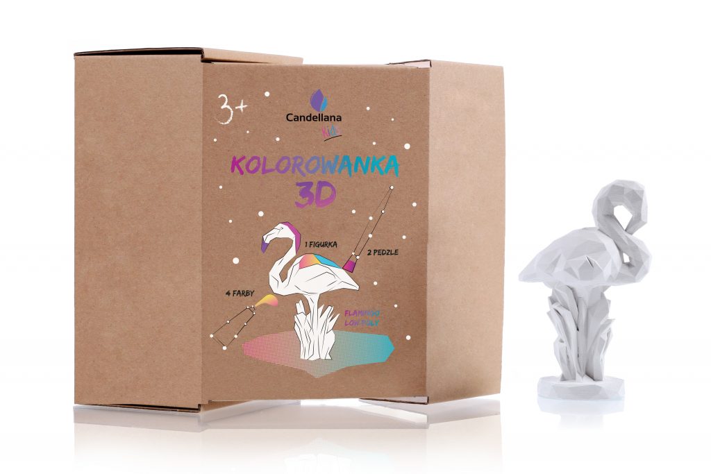 Gipsowa kolorowanka 3D, Flamingo Low Poly od Candellana Kids