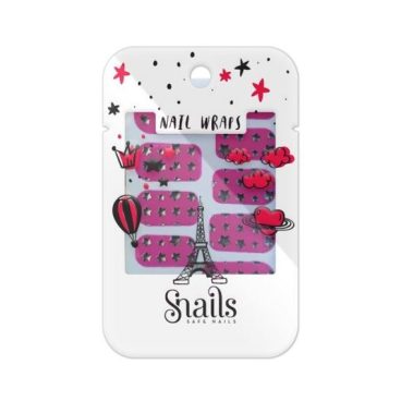 Naklejany lakier Nail Wraps Snails - Pink Stars