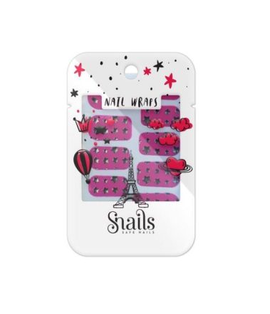 Naklejany lakier Nail Wraps Snails - Pink Stars