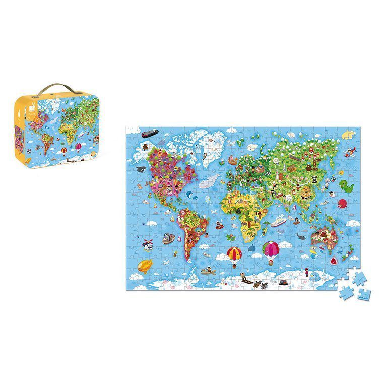 Puzzle w walizce Ogromna mapa świata 300 elementów 7+ JANOD