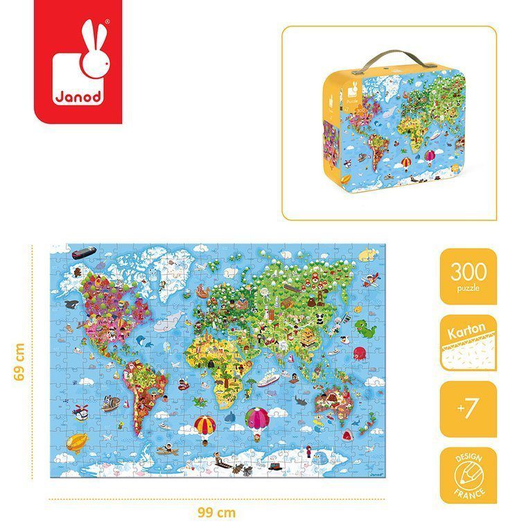 Puzzle w walizce Ogromna mapa świata 300 elementów 7+ JANOD