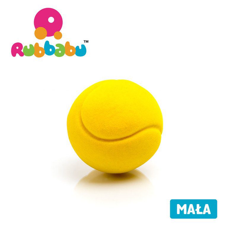 Mała piłka sensoryczna dla dzieci, żółta tenisowa od Rubbabu