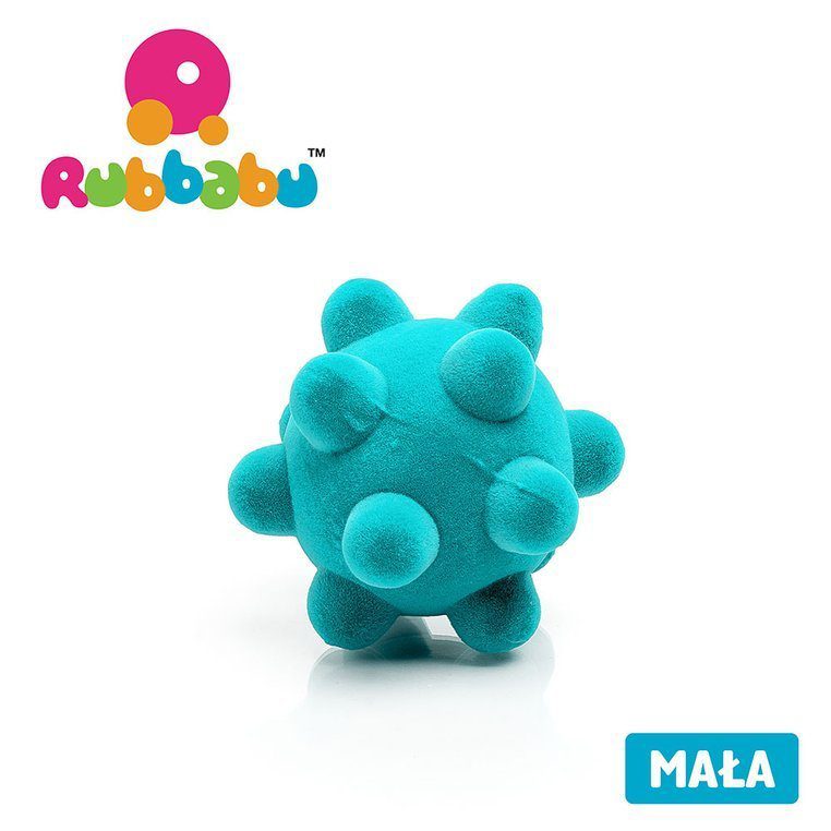 Mała piłka sensoryczna dla dzieci, turkusowy wirus od Rubbabu