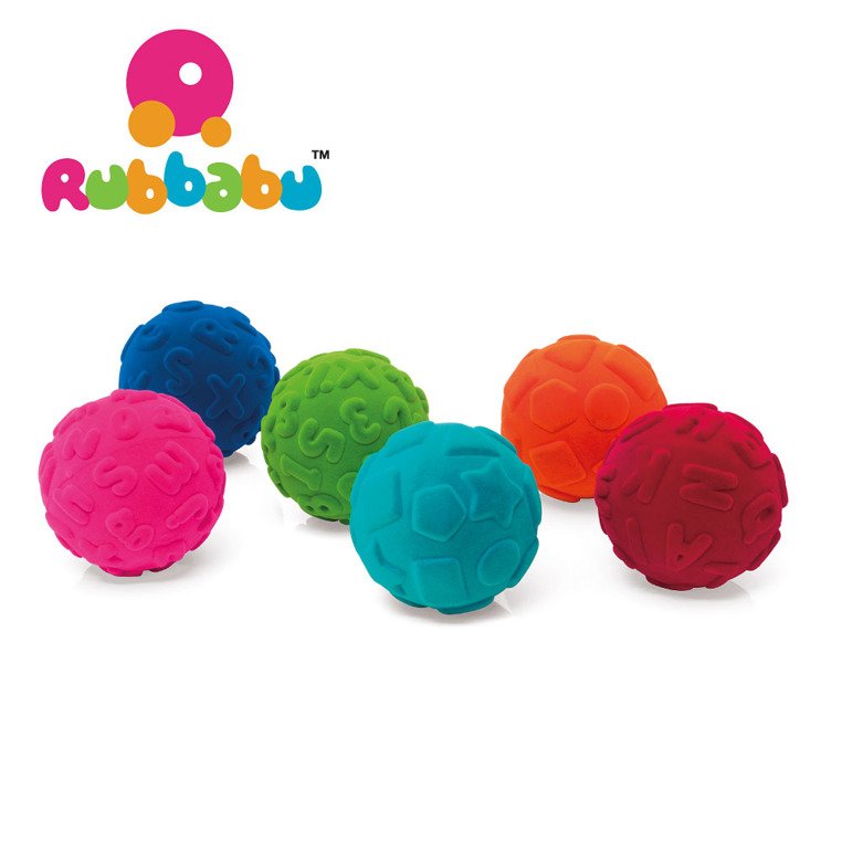 Sensoryczna piłka edukacyjna dla dzieci, czerwona od Rubbabu