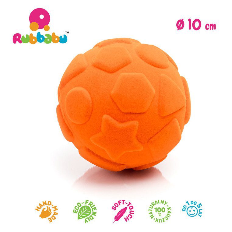 Sensoryczna piłka edukacyjna dla dzieci, pomarańczowa od Rubbabu