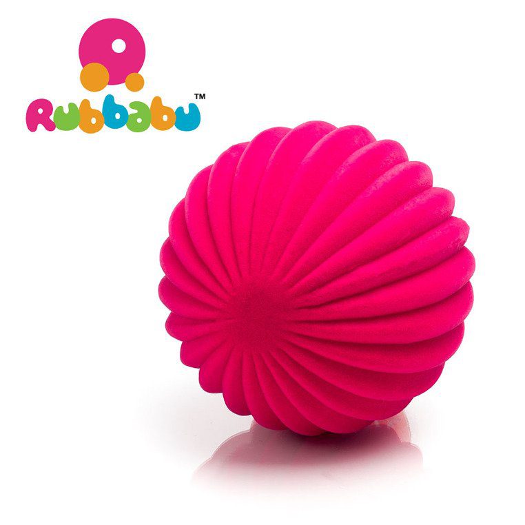 Sensoryczna piłka z delikatną fakturą, różowa od Rubbabu