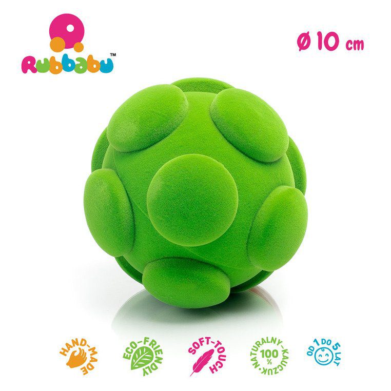 Sensoryczna piłka z delikatną fakturą, zielona od Rubbabu
