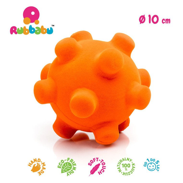 Piłka sensoryczna z mocną fakturą, pomarańczowy wirus od Rubbabu
