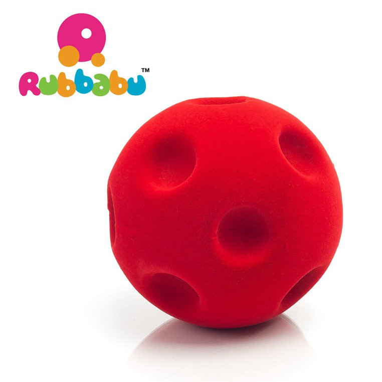Piłka sensoryczna z mocną fakturą, czerwona golfowa od Rubbabu