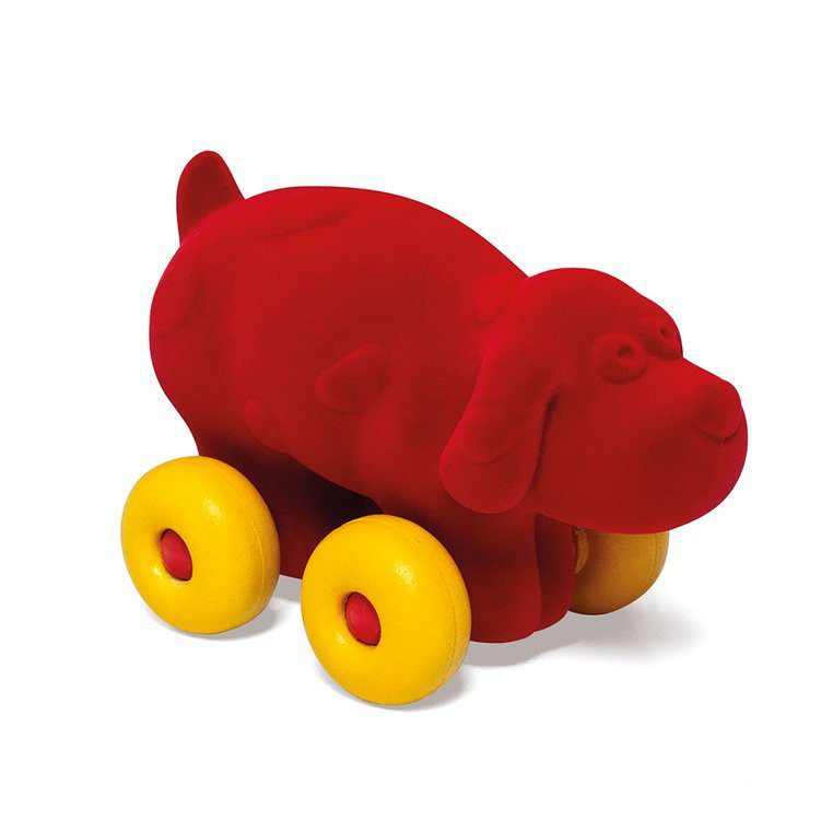 Zabawka rozwojowa w kształcie czerwonego psa dla dzieci od Rubbabu