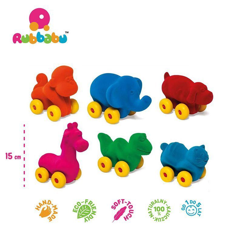 Zabawka rozwojowa w kształcie pomarańczowej małpki dla dzieci od Rubbabu
