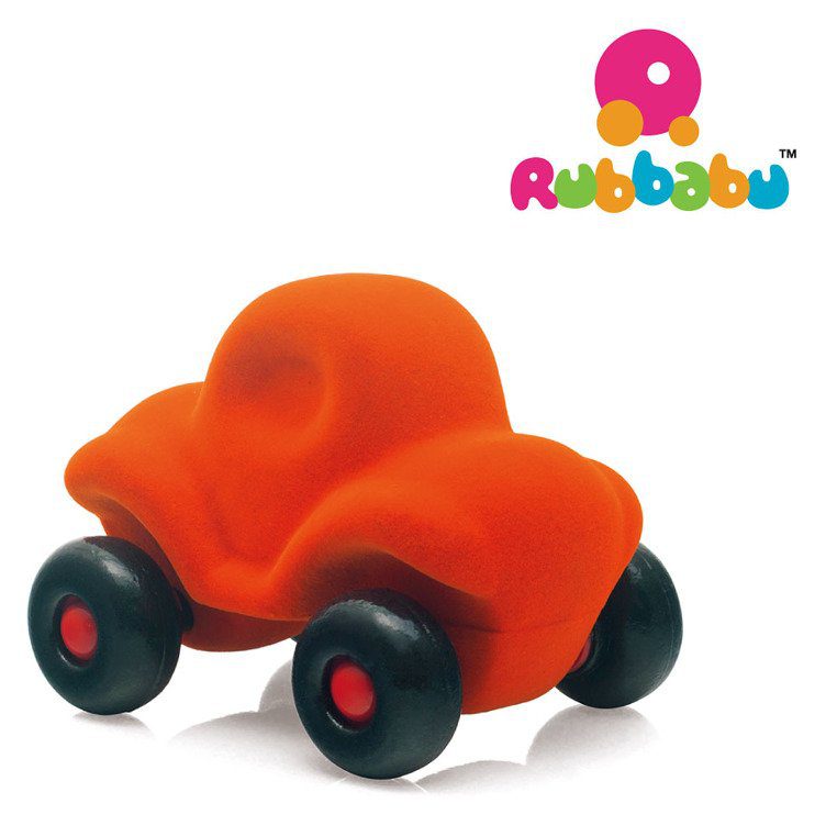 Pojazd sensorycznych dla dzieci, pomarańczowy samochód od Rubbabu