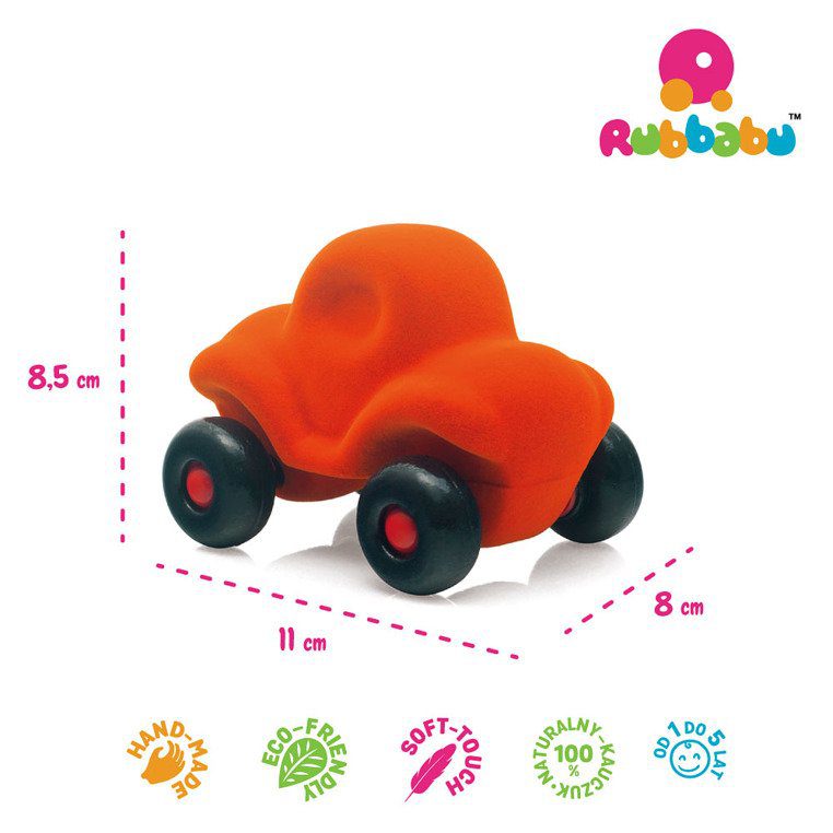 Pojazd sensorycznych dla dzieci, pomarańczowy samochód od Rubbabu