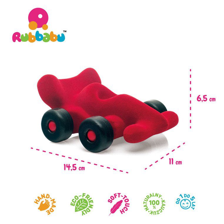 Pojazd sensorycznych dla dzieci, czerwony bolid od Rubbabu