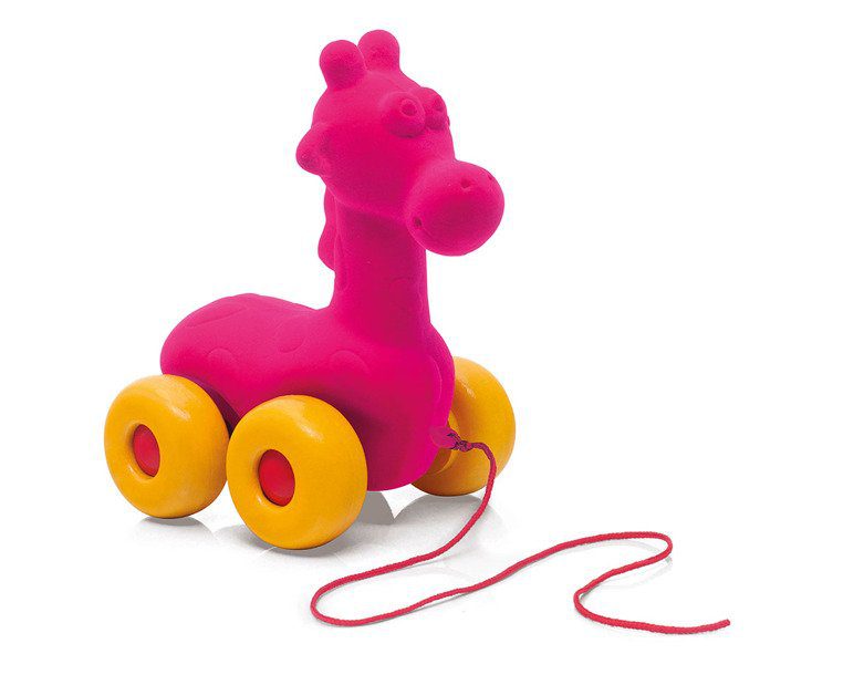Zabawka do ciągnięcia, różowa Żyrafa od Rubbabu