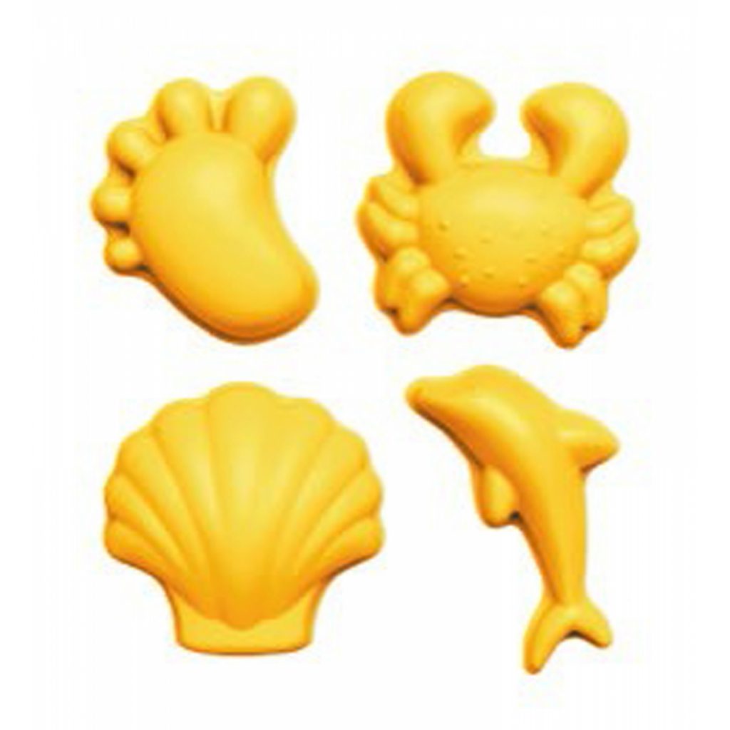 Zabawki do piasku – silikonowe foremki Scrunch – Pastelowy Żółty, 4 szt.