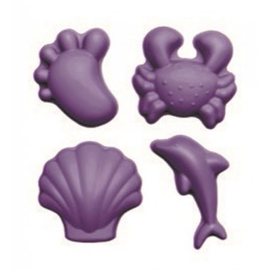 Zabawki do piasku - silikonowe foremki Scrunch – Purpurowe, 4 szt.