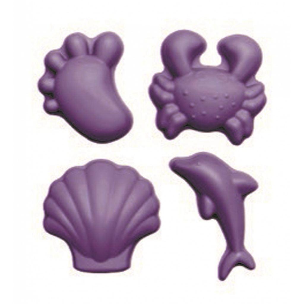 Zabawki do piasku – silikonowe foremki Scrunch – Purpurowe, 4 szt.