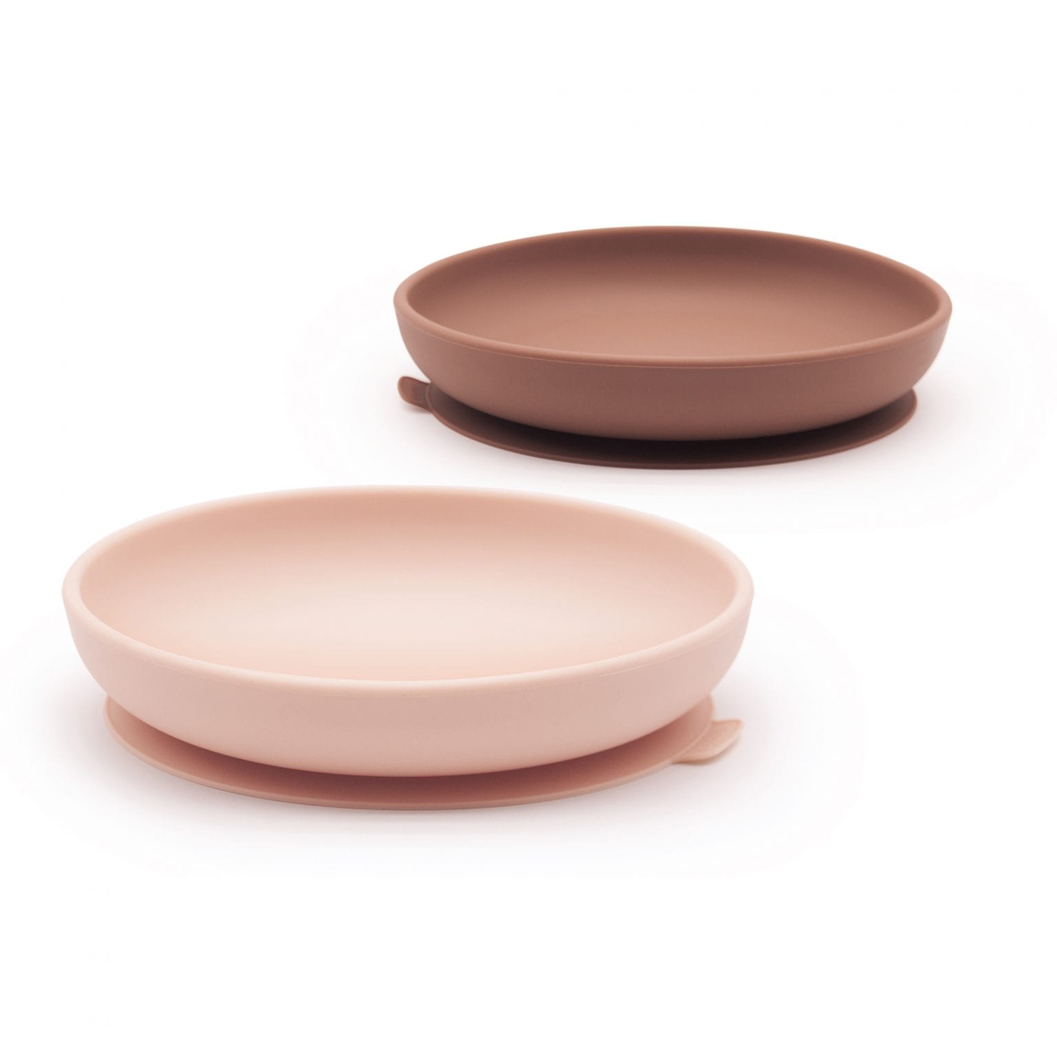 Zestaw dwóch silikonowych talerzy dla dzieci w kolorze różowy/ceglany od Ekobo