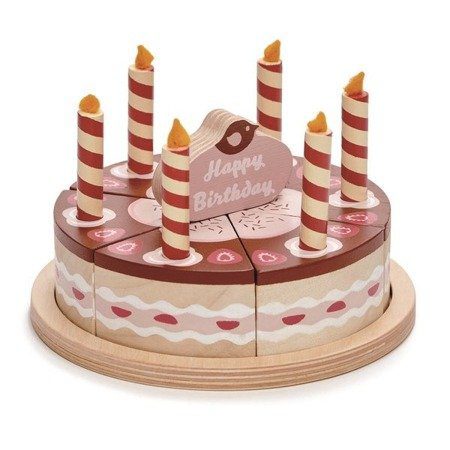 Czekoladowy, drewniany tort urodzinowy, Tender Leaf Toys