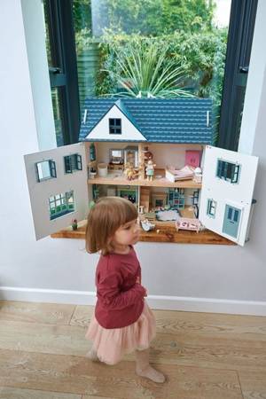 Drewniany trzypiętrowy domek dla lalek, Tender Leaf Toys