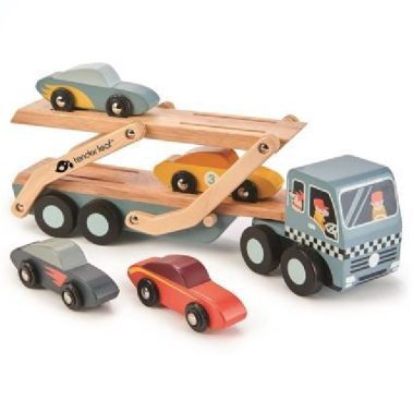 Drewniana laweta z samochodami od Tender Leaf Toys