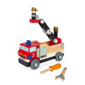 Drewniany wóz strażacki do składania z narzędziami Brico’kids od Janod