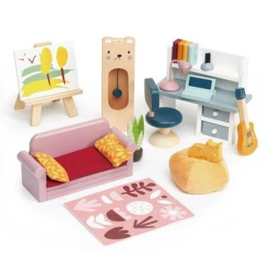 Drewniane meble do domku dla lalek - pokój młodzieżowy od Tender Leaf Toys