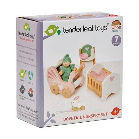 Drewniane meble do domku dla lalek – mebelki dla niemowlaka od Tender Leaf Toys