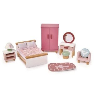 Drewniane meble do domku dla lalek – sypialnia od Tender Leaf Toys