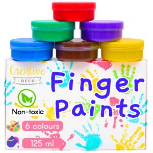 Farby do malowania palcami – 6 kolorów po 125 ml od Creative Deco