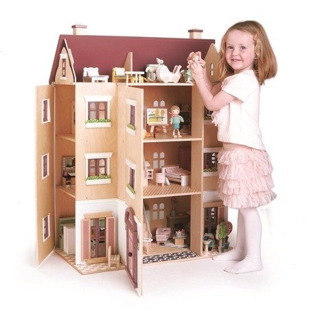 Drewniany czteropiętrowy domek dla lalek od Tender Leaf Toys