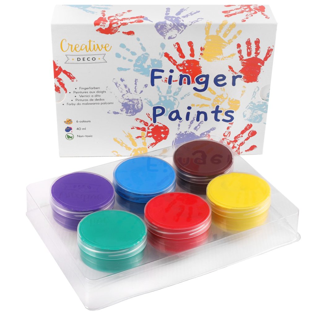 Farby do malowania palcami - 6 kolorów po 40 ml od Creative Deco