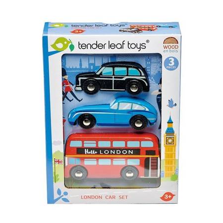Drewniany zestaw samochodów – Londyn, 3 sztuki od Tender Leaf Toys