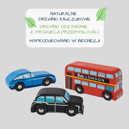 Drewniany zestaw samochodów - Londyn, 3 sztuki od Tender Leaf Toys