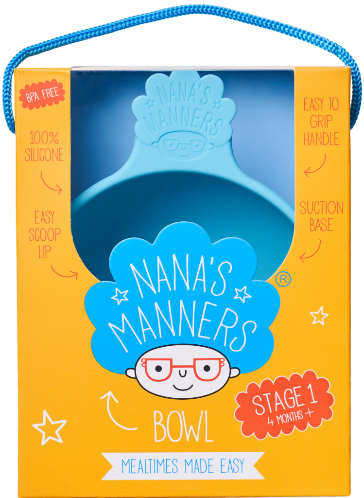 Miska silikonowa z przyssawką i uchwytem- Niebieska od Nana's Manners