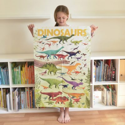 plakat do wyklejania z dinozaurami
